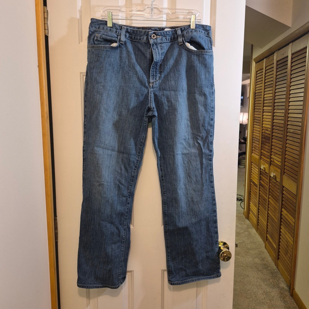 Eddie Bauer Womens Natural Straight Leg Jeans Blue Medium Wash Stretch 14S HOL08